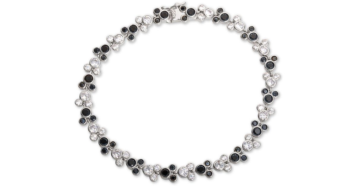 Mickey Mouse Tennis Bracelet with Black Cubic Zirconia