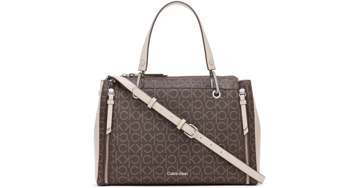 Calvin Klein Signature Triple Compartment Top Zipper Satchel in
