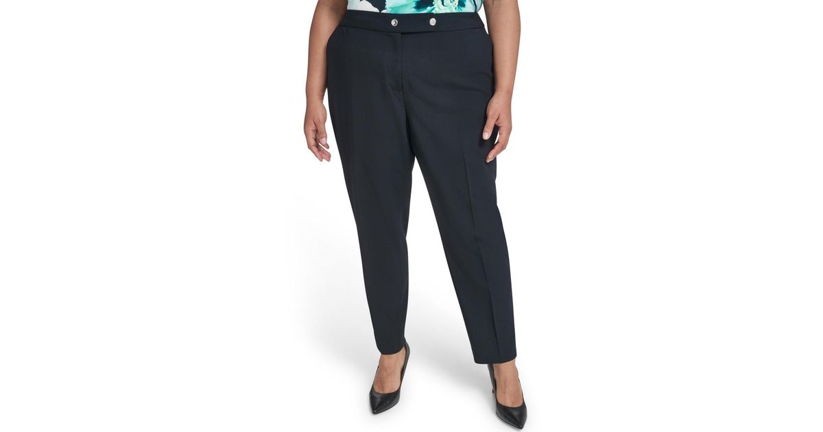 Ck Plus Calvin Klein Plus Size Mid Rise Slim Leg Pant in Blue | Lyst