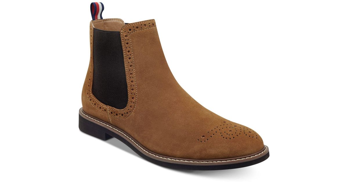 tommy hilfiger men's gainer suede chelsea boots