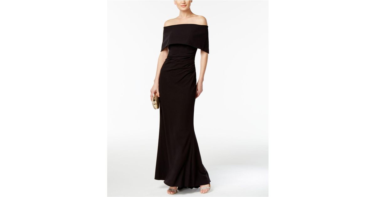 vince camuto off shoulder gown