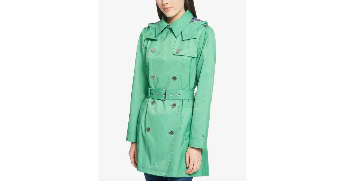 tommy hilfiger hooded trench coat