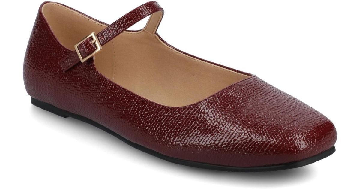 Journee Collection Carrie Square Toe Mary Jane Flats in Brown | Lyst