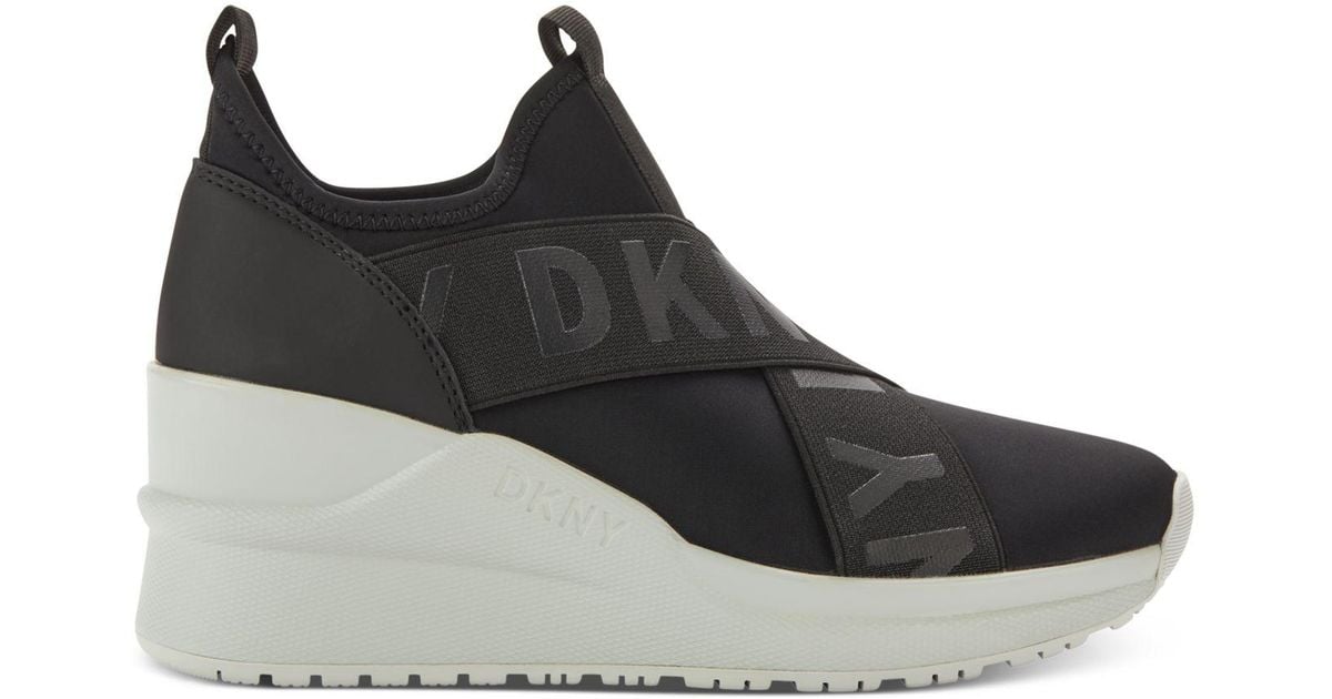 DKNY Leya Wedge Sneakers in Black | Lyst