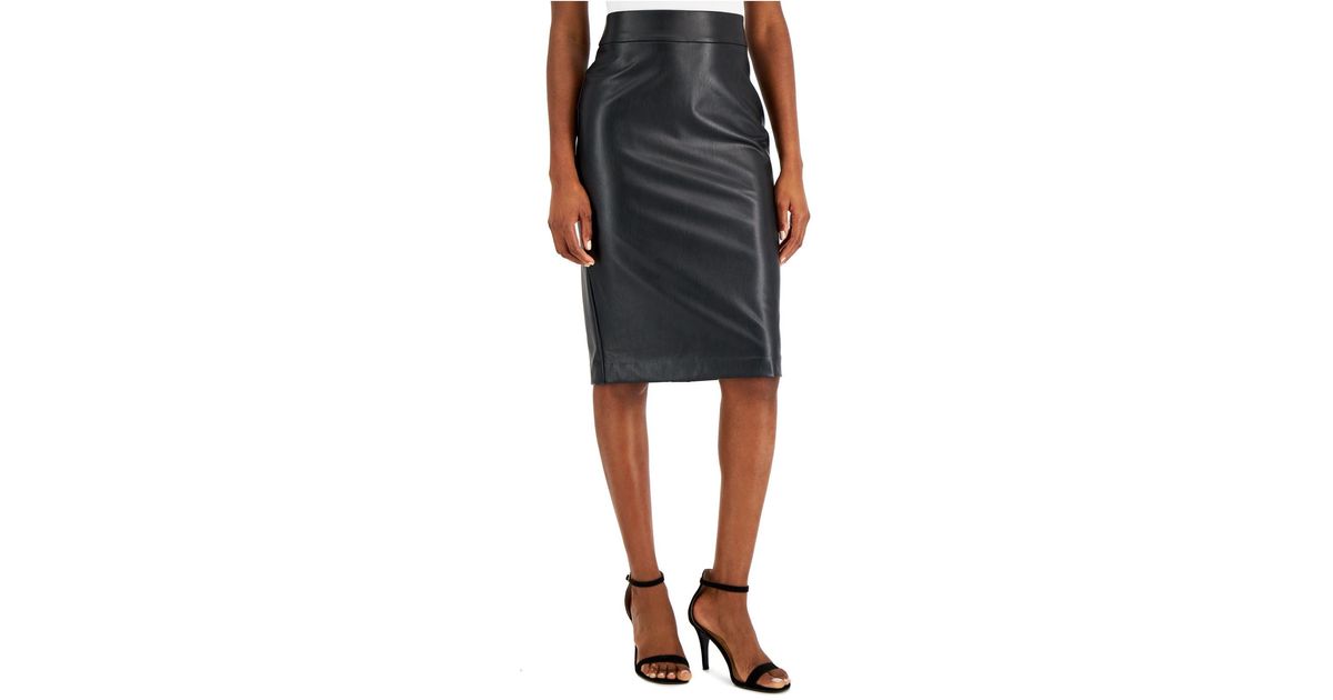 Anne Klein Pullon Faux Leather Skimmer Skirt in Black Lyst Canada