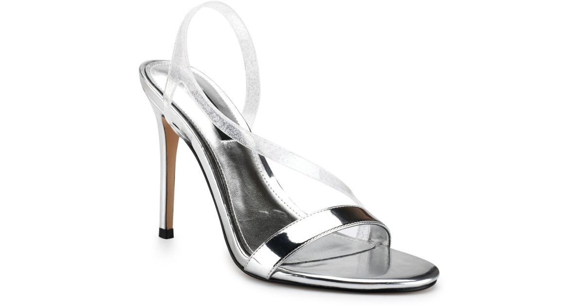 Nine West Leather Magee Heeled Sandals in Silver-Tone (Metallic) | Lyst