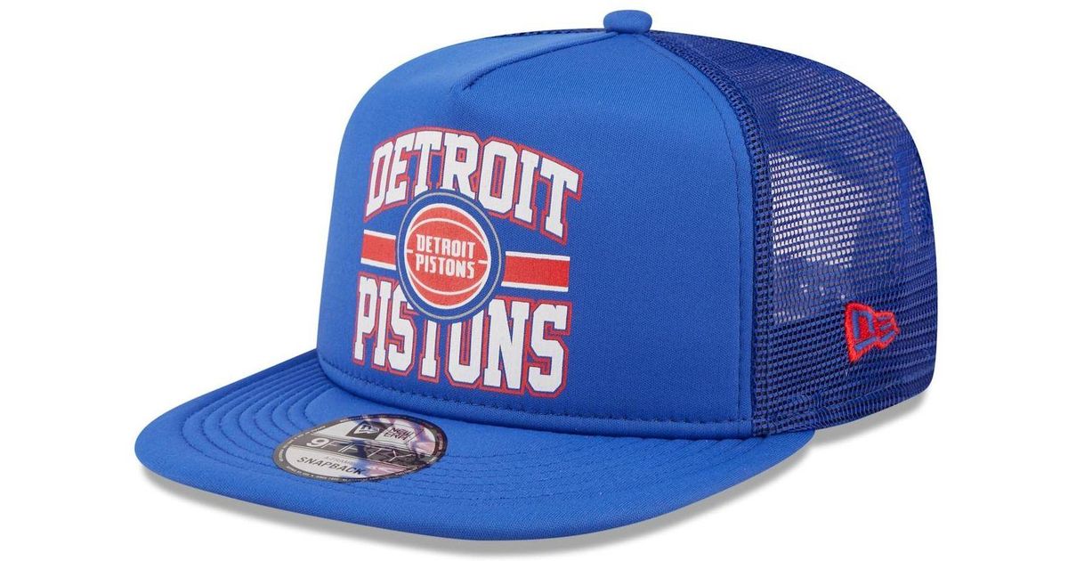 KTZ Synthetic Blue Detroit Pistons Logo Aframe 9fifty Trucker Snapback