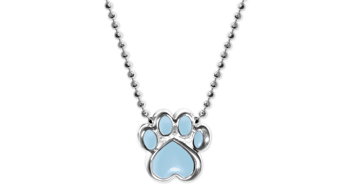 Alex Woo Blue Enamel Activist Paw Print 16" Pendant Necklace In Sterling  Silver - Lyst