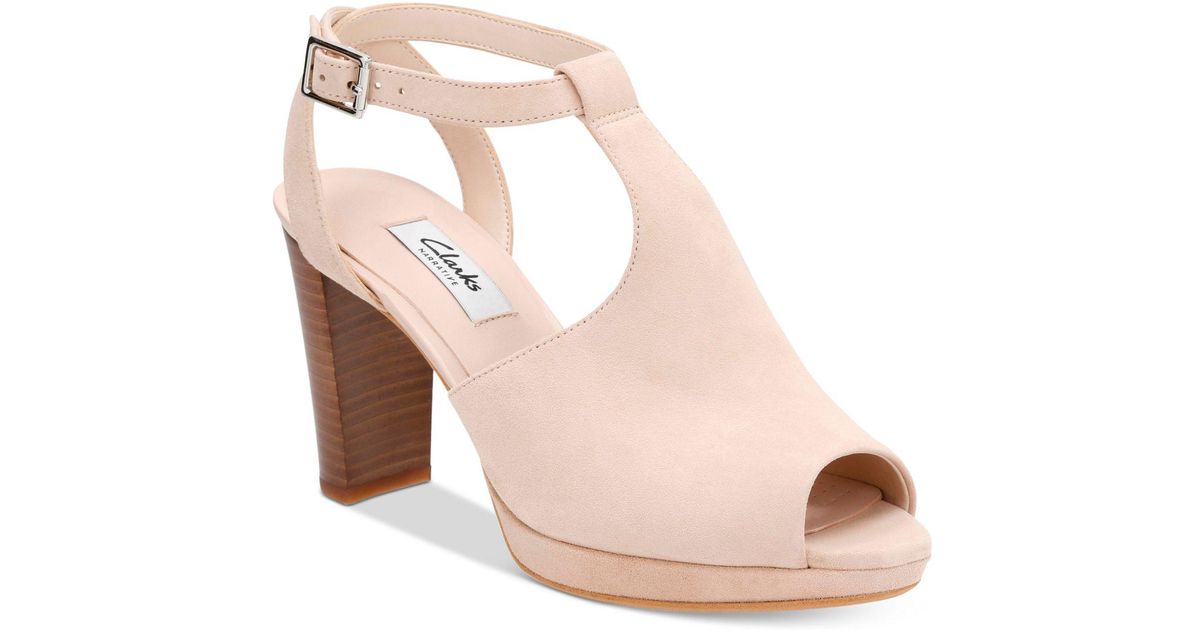 clarks open toe pumps