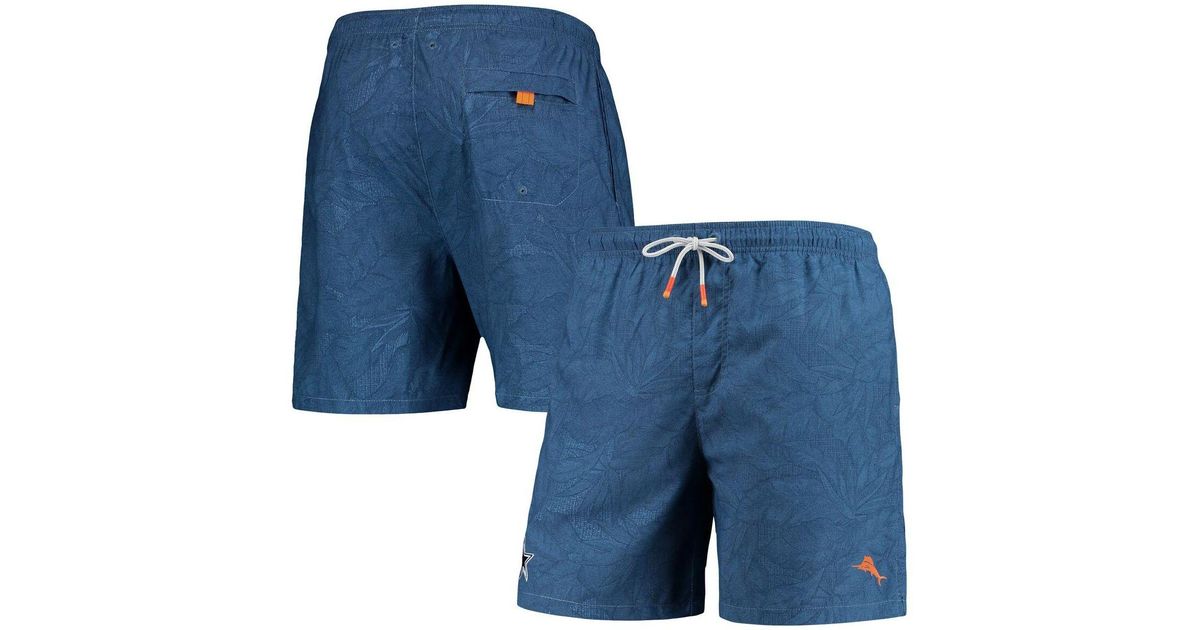 Tommy Bahama Navy Dallas Cowboys Naples Layered Leaves Swim Trunks in