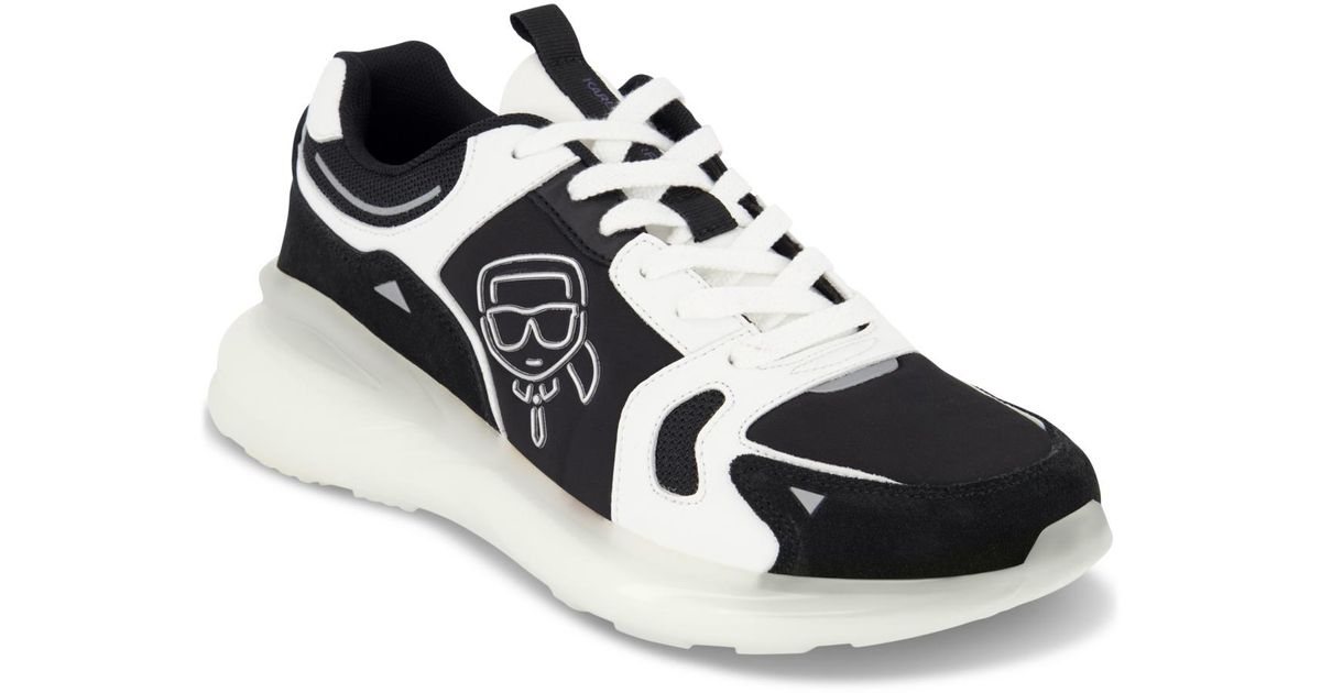Karl Lagerfeld Metallic Karl Head Laceup Sneakers in Black for Men Lyst