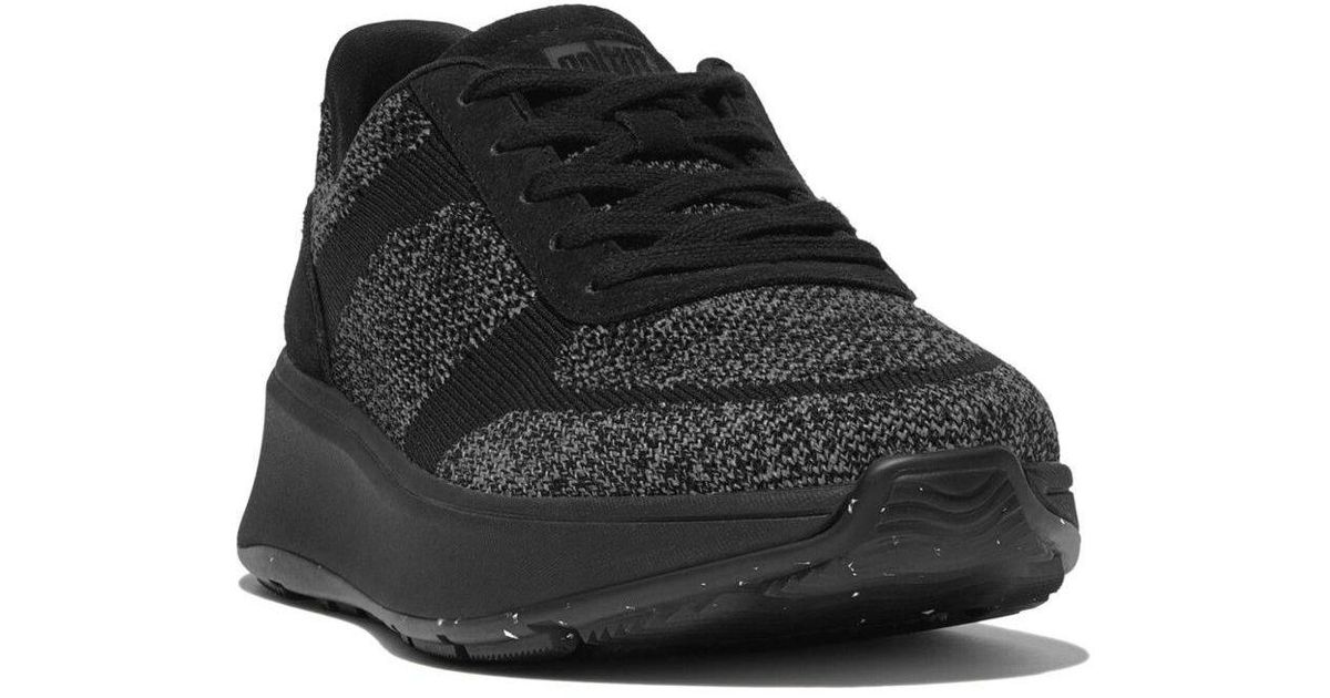 Fitflop F-mode E01 Knit Flatform Trainers in Black | Lyst