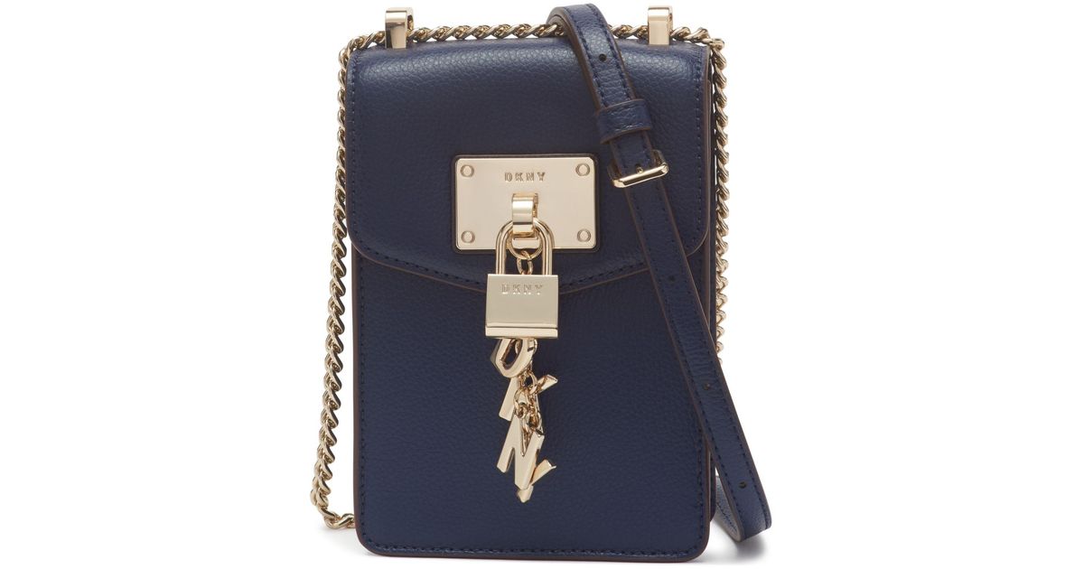 DKNY Leather Elissa Phone Crossbody in Indigo (Blue) Lyst