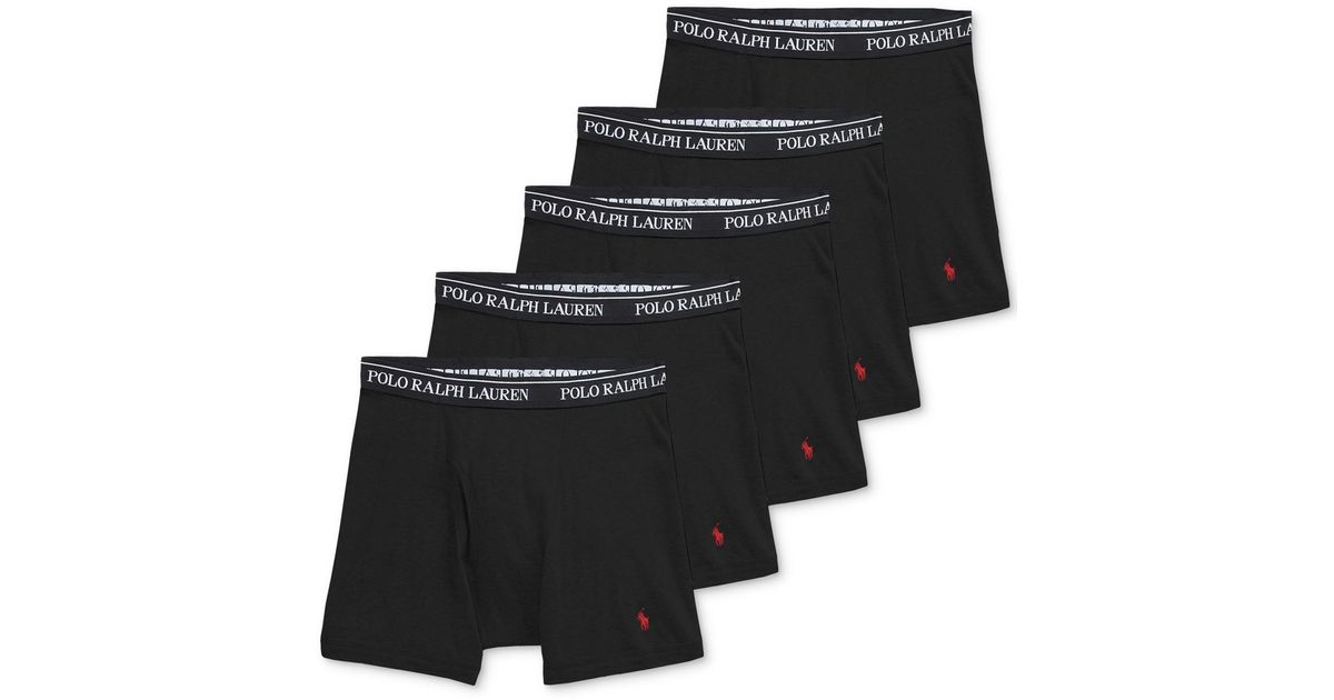 Polo Ralph Lauren 5-pack Classic Cotton Boxer Briefs in Black for Men