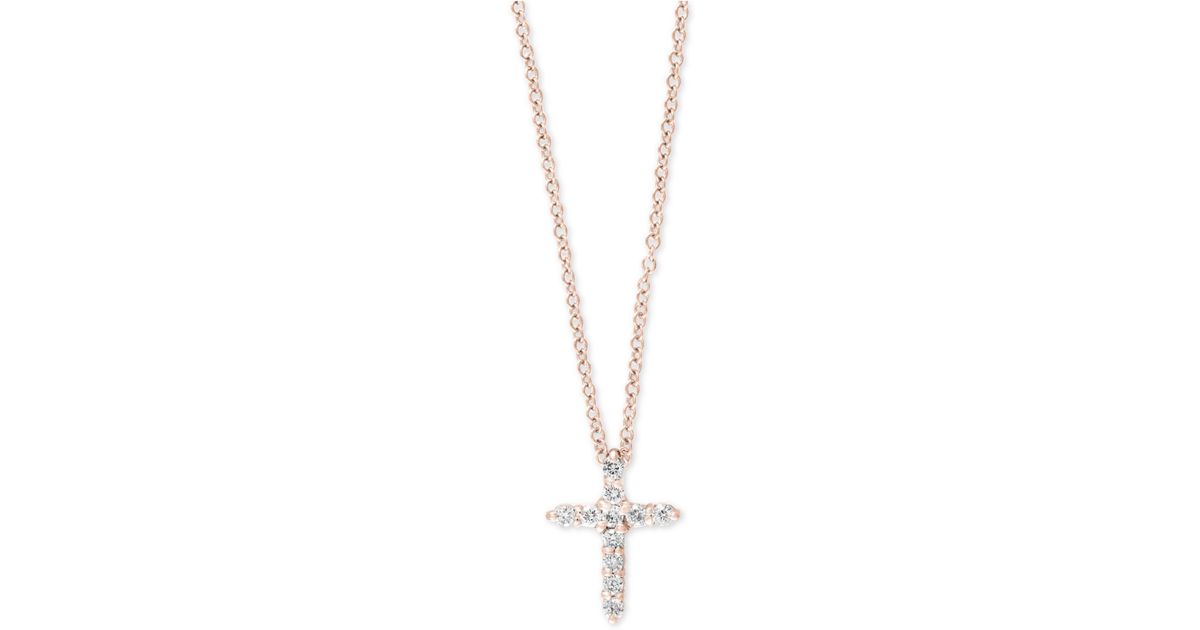 Effy Diamond Cross Pendant Necklace (1/5 Ct. T.w.) In 14k Rose Gold in
