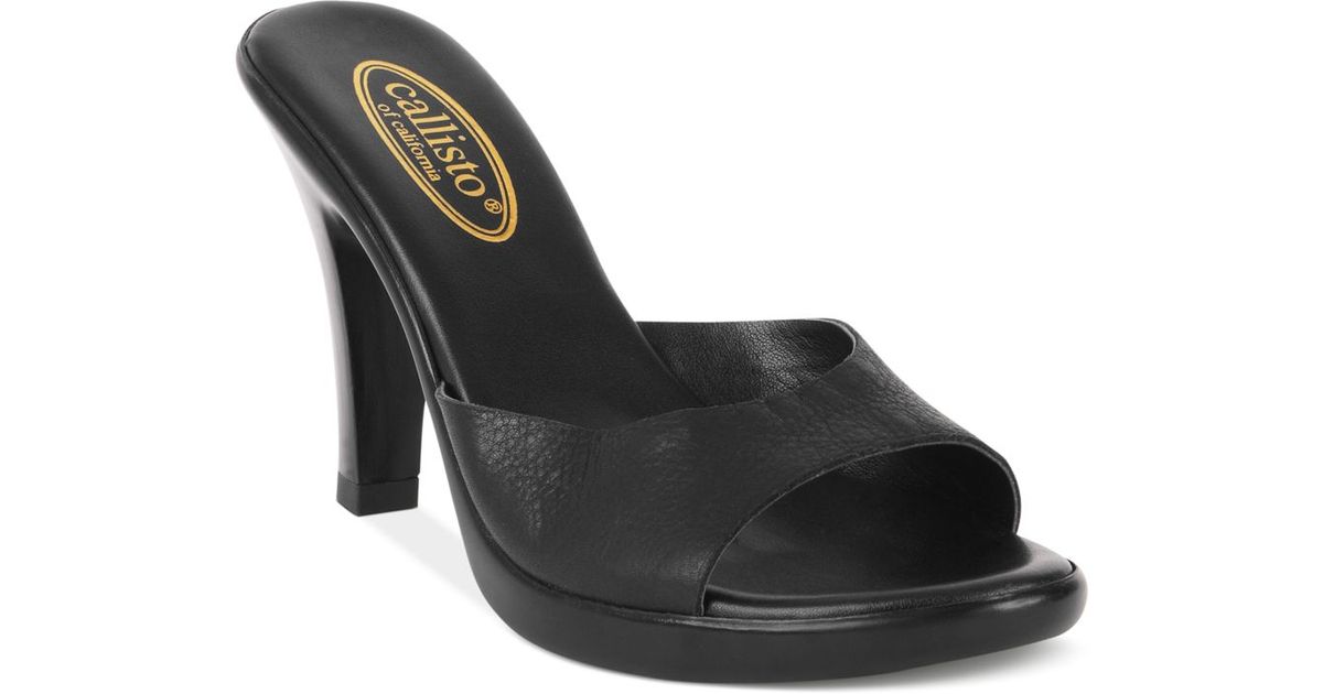 Callisto Leather Kaylie Sandals in Black - Lyst