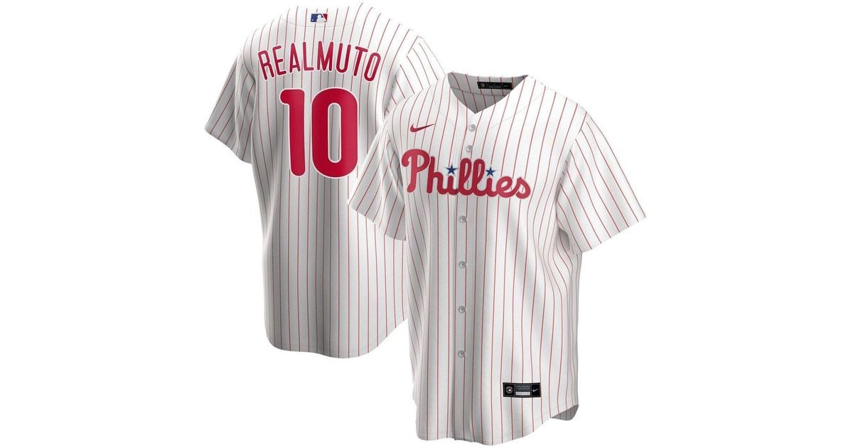 Nike Synthetic Jt Realmuto White Philadelphia Phillies Home Replica Player Name Jersey for Men 