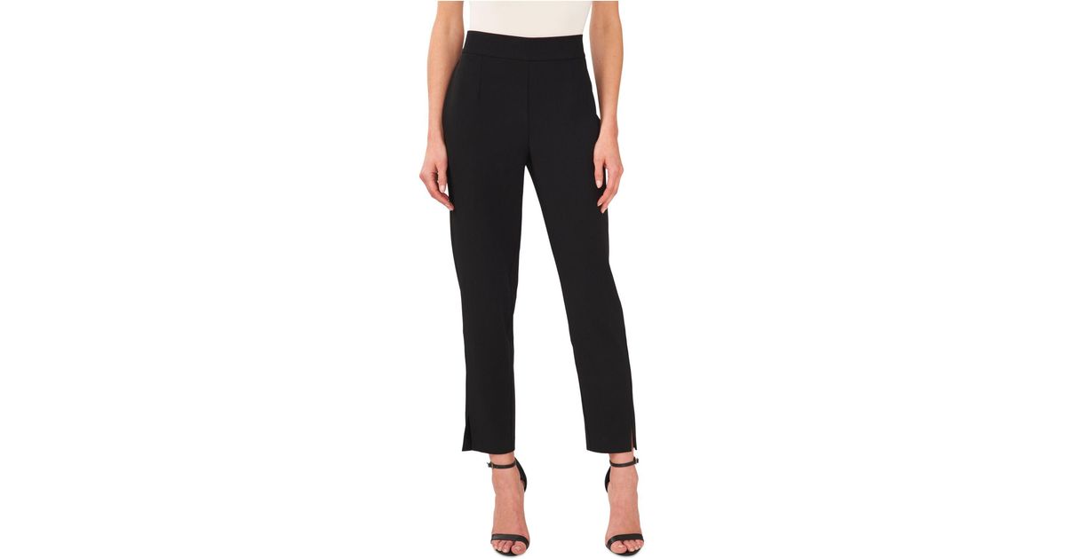 Cece Synthetic Pull-on Front-slit Pants in Black | Lyst