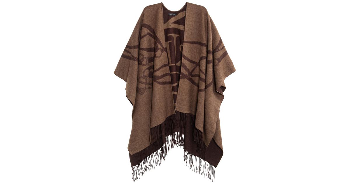Ralph Lauren Equestrian Oversized Ruana in Brown | Lyst