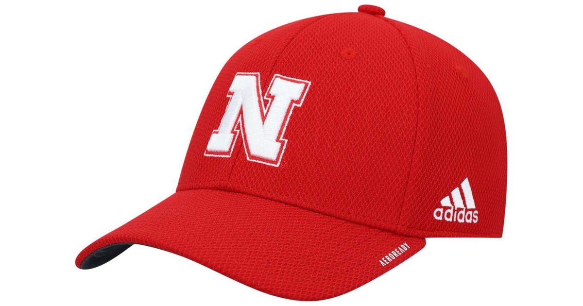 adidas Synthetic Nebraska Huskers Sideline Coaches Aeroready Flex Cap