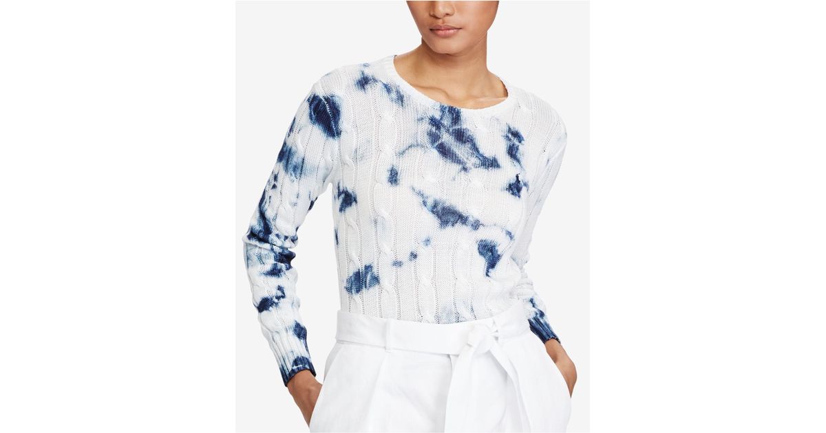 ralph lauren tie dye cable knit sweater