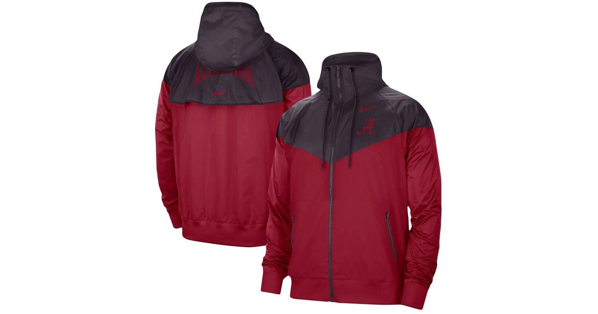 Nike Charcoal, Crimson Alabama Crimson Tide Windrunner Raglan Fullzip
