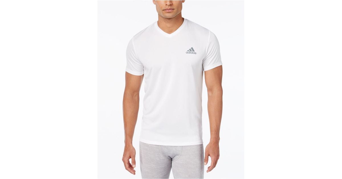 adidas Synthetic Men's V-neck Climalite T-shirt in White for Men ...