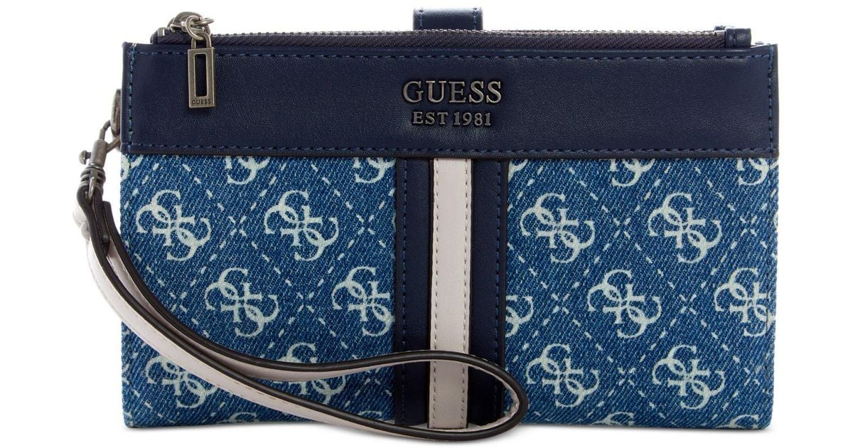 Guess Kasinta Denim Double Zip Organizer Wallet in Blue Lyst
