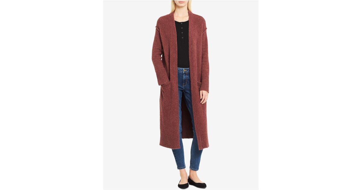 Calvin Klein Denim Open-front Duster Cardigan in Pale Plum Heather (Red) -  Lyst