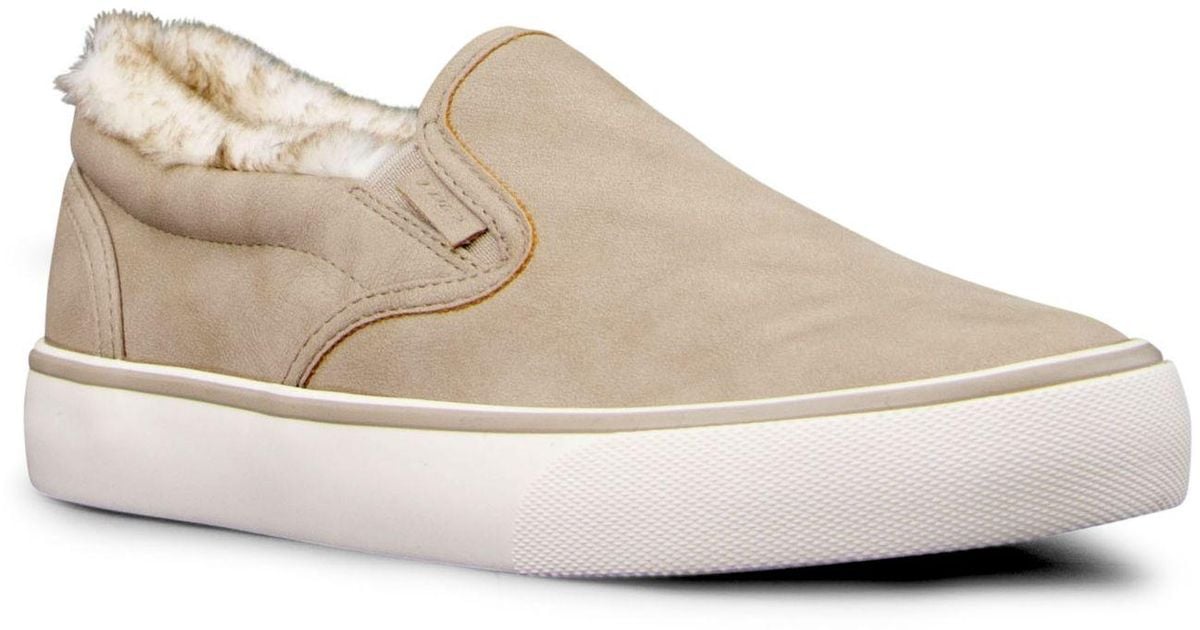 Lugz Clipper Lx Fur Classic Slipon Fashion Sneaker in Beige (Natural