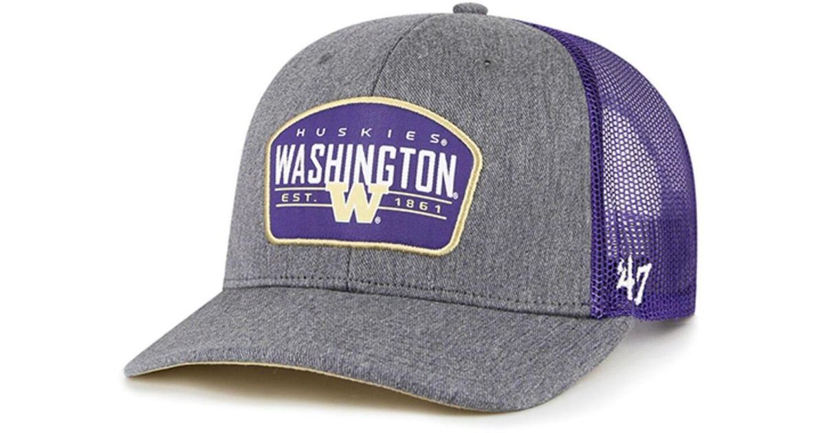 47 Brand Charcoal Washington Huskies Slate Trucker Snapback Hat in Blue ...