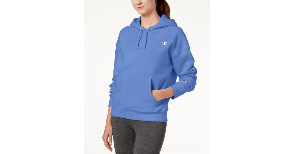 champion reverse weave groove blue hoodie
