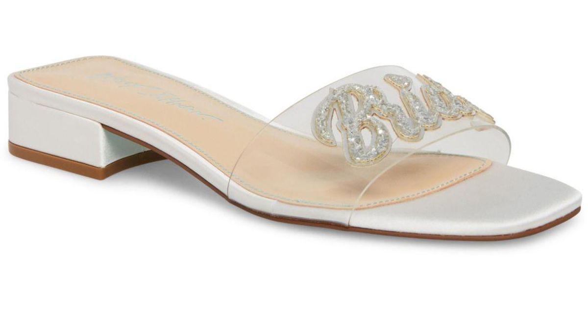 Betsey Johnson Synthetic Thyme Clear Bride Slide Sandals in Ivory