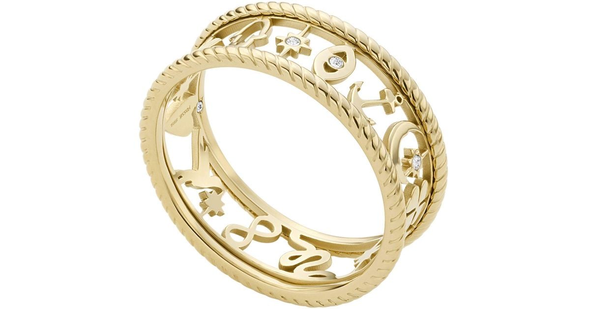 Fossil Sadie Golden Icons Goldtone Stainless Steel Band Ring in