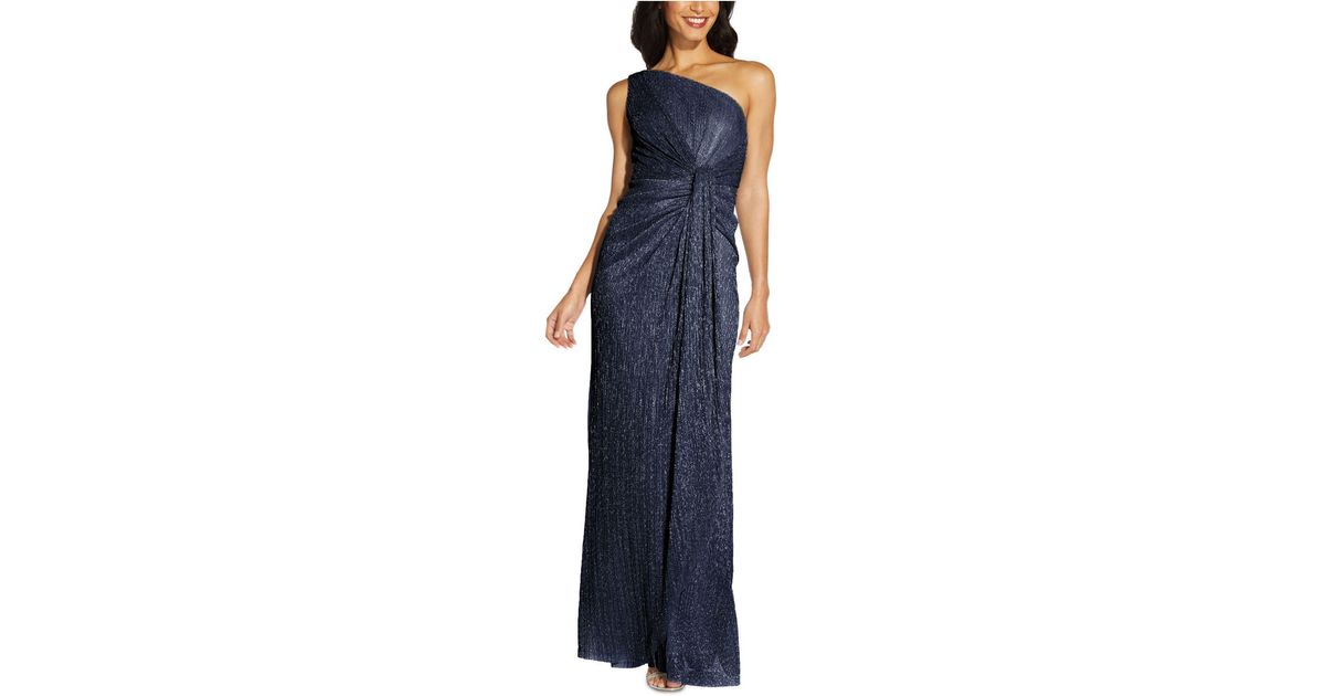 Adrianna Papell Synthetic Stardust One-shoulder Gown in Midnight (Blue ...