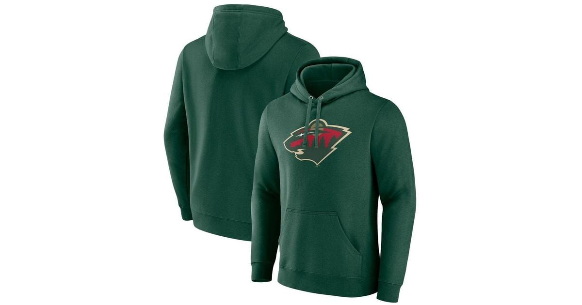 Fanatics Branded Green Minnesota Wild Primary Logo Pullover Hoodie for ...