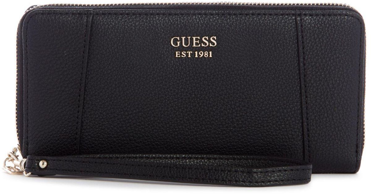 Guess Naya Large Zip Around Wallet in Black/Gold (Black) Lyst