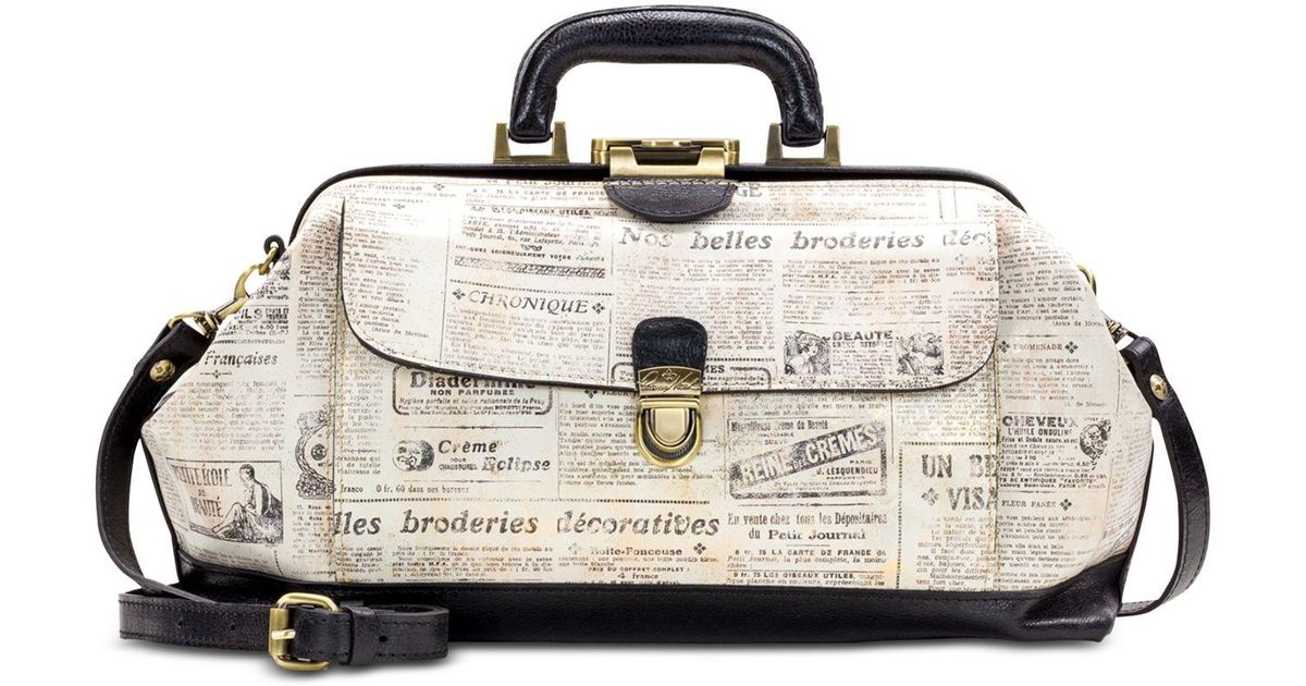 Patricia Nash Newspaper Print Collection Dottore Frame Satchel Bag in Metallic Lyst