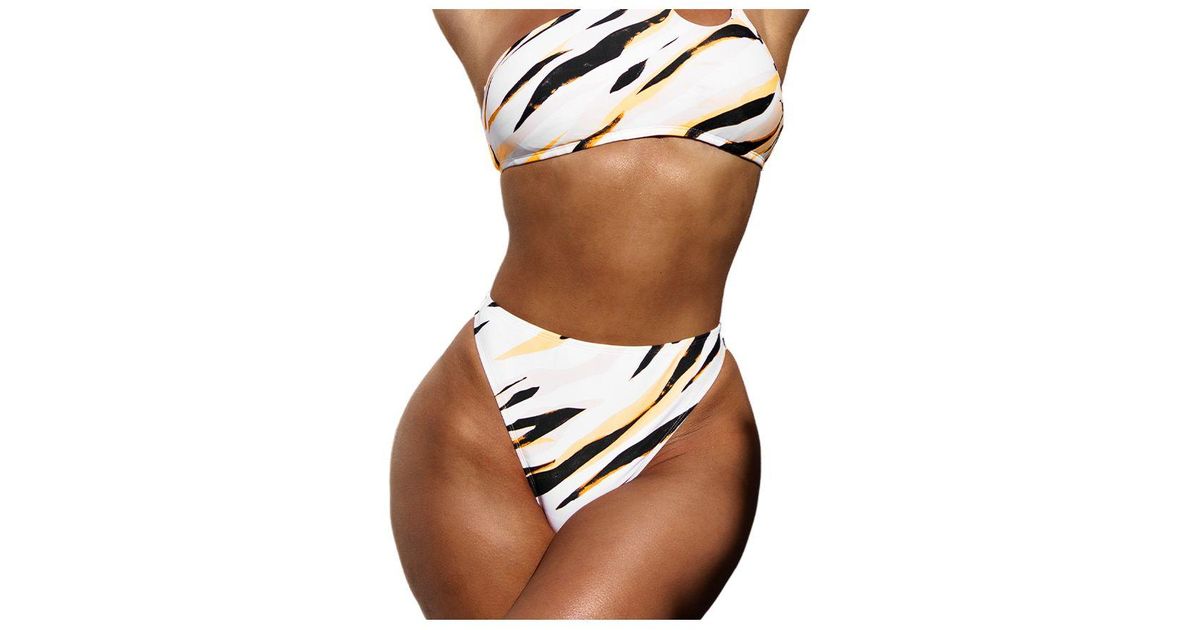 CUPSHE X Stassie Wild Weekend High Waist Extra Cheeky Bikini Bottoms in