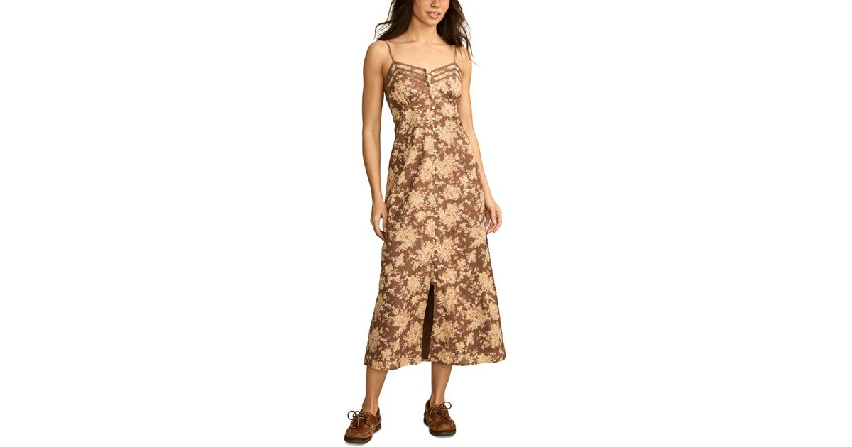 Women's Lace Up Closure Chiffon Dress Lucky Brand Women's Lace-Up - Sheer,  Sweetheart Neckline, Sleeveless Chiffon Midi Dress