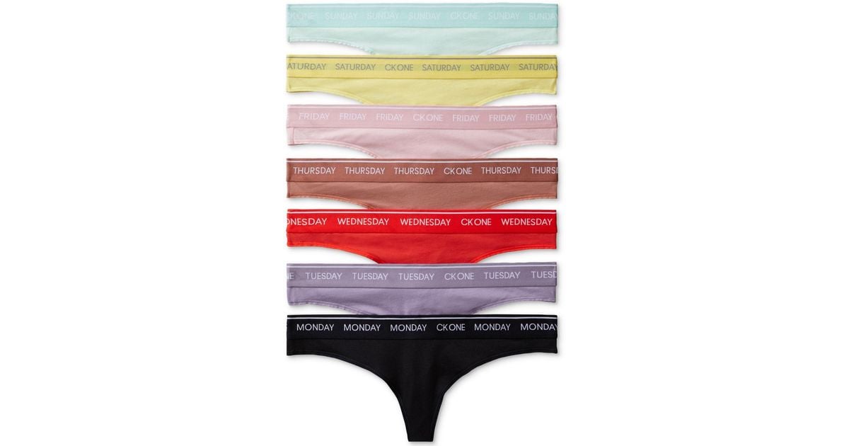 Calvin Klein Cotton Ck One Days Of The Week Thong Underwear Qf5937 in Red Lyst