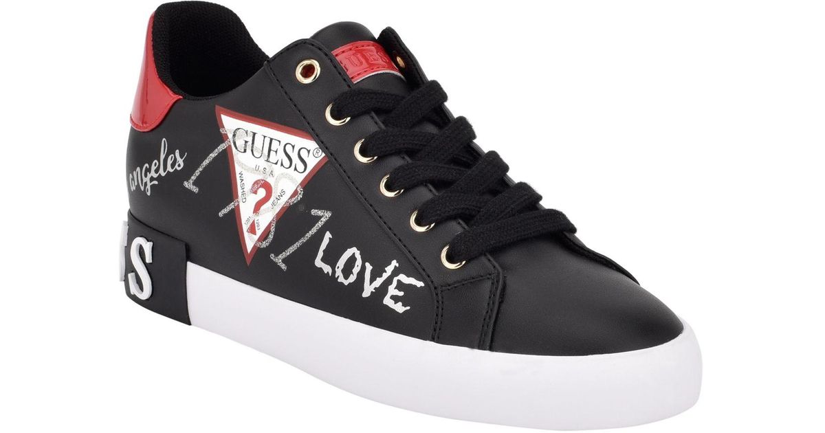 Guess Pathin Lace-up Sneakers in Black | Lyst
