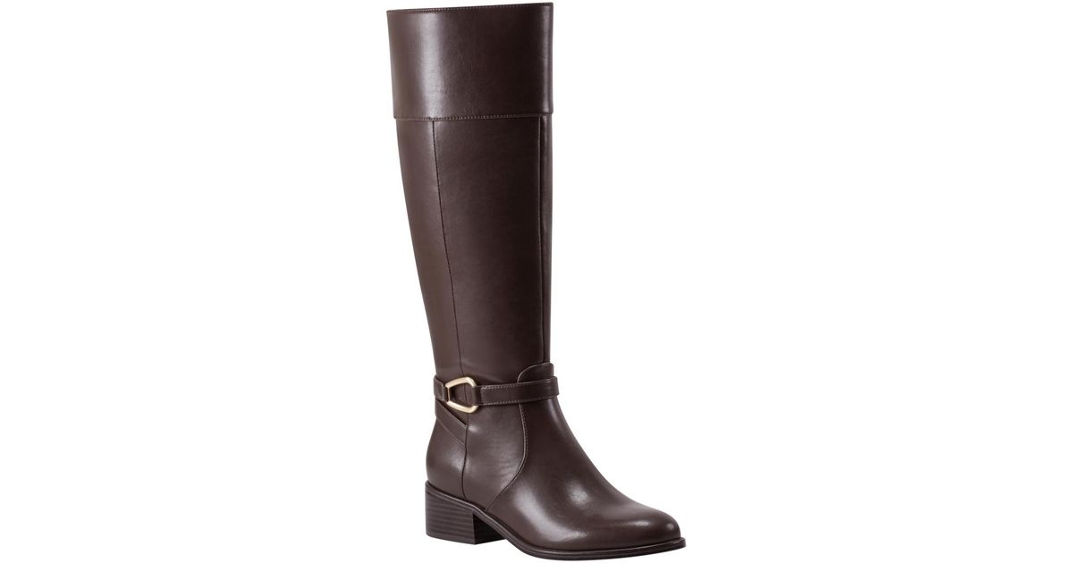 Bandolino Dennie Round Toe Side Zip Riding Boots in Brown Lyst