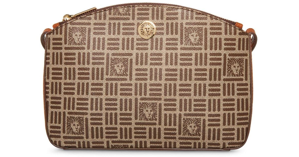 Anne Klein Tile Lion Logo Triple Compartment Crossbody in Brown Lyst