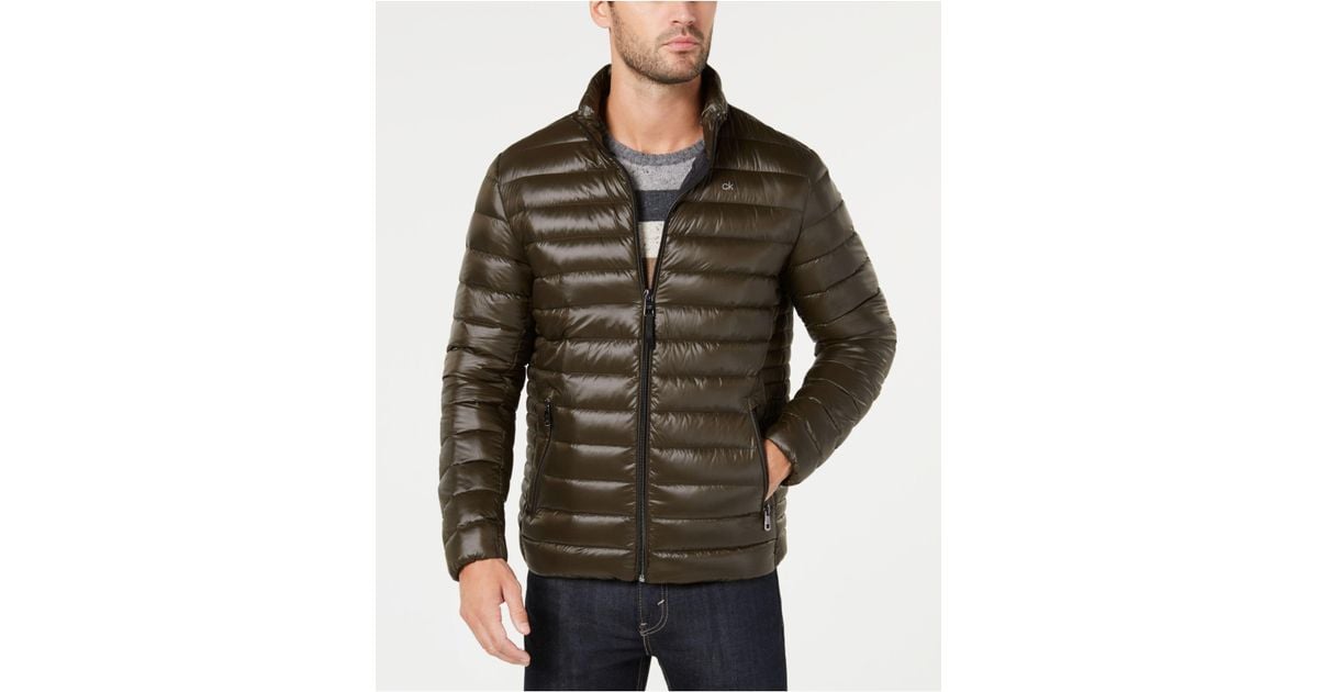 calvin klein men's packable down quilted jacket