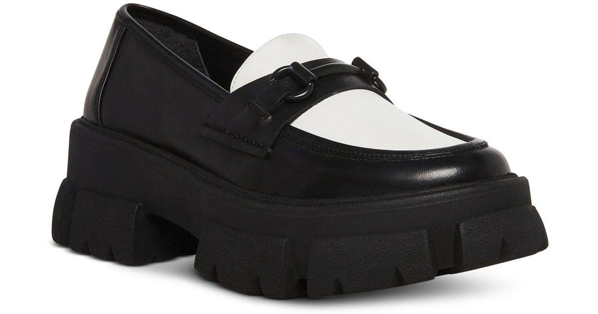 Steve Madden Trifecta Lug-sole Platform Loafers in Black/White (Black ...