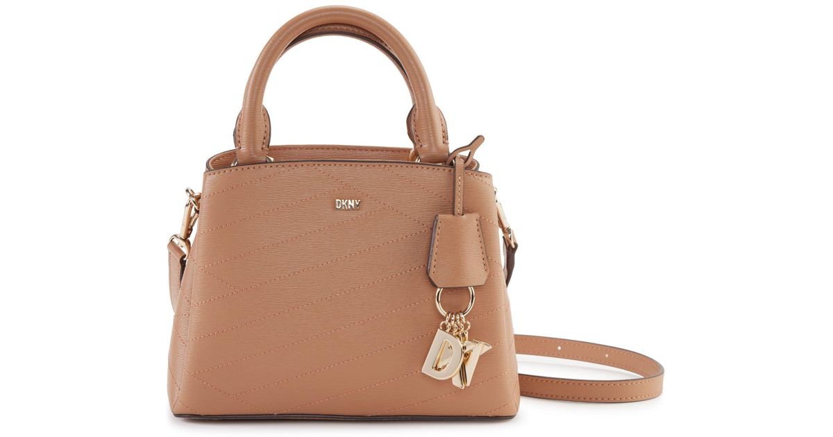 DKNY Paige Small Zip Top Satchel Crossbody in Brown Lyst