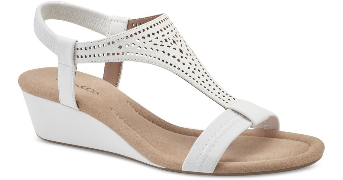 Style & Co. Step N Flex Vacanzaa Wedge Sandals in White Lyst