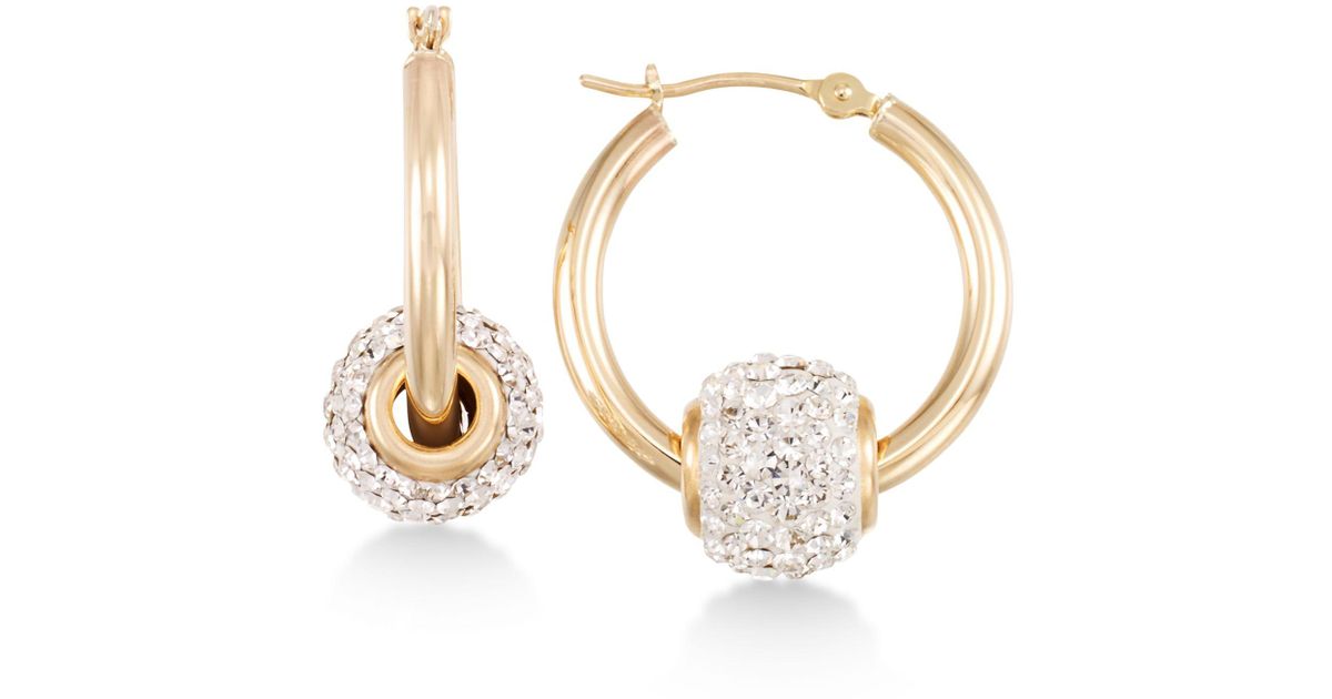 Macy's Crystal Fireball Hoop Earrings In 10k Gold in Yellow Lyst