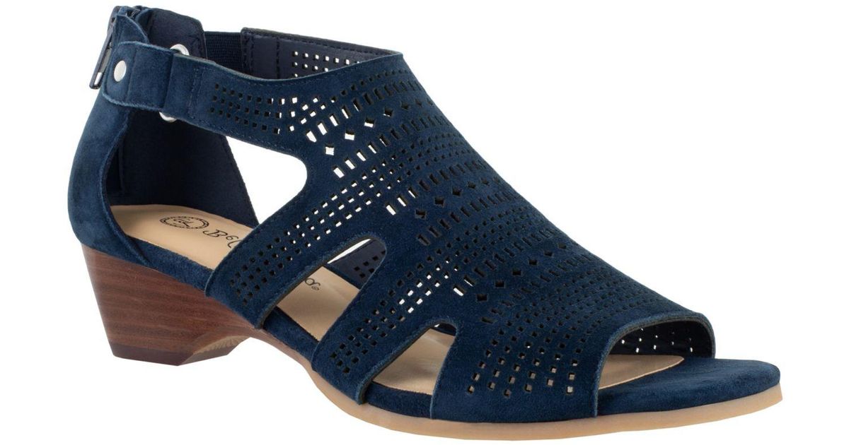 Bella Vita Leather Quinby Wedge Sandals in Navy Suede Leather (Blue) Lyst